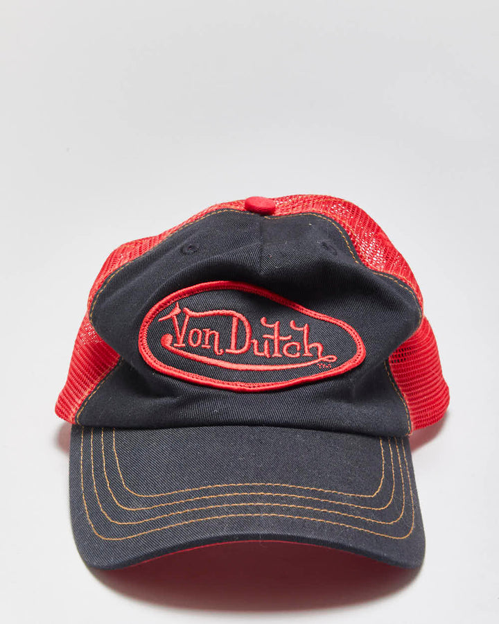 Vintage Y2K 00s Von Dutch Classic Patch Canvas Trucker Hat - OS