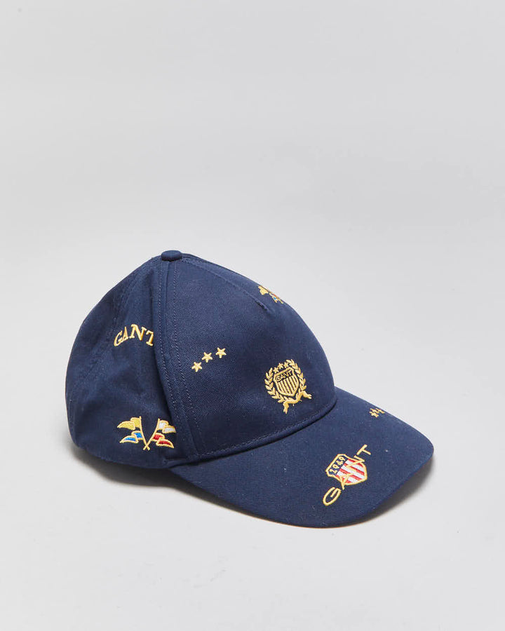 Vintage Gant Navy Embroidered Patch Canvas Baseball Cap - OS