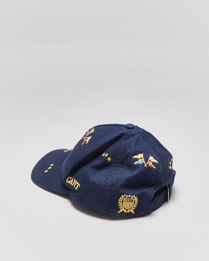 Vintage Gant Navy Embroidered Patch Canvas Baseball Cap - OS