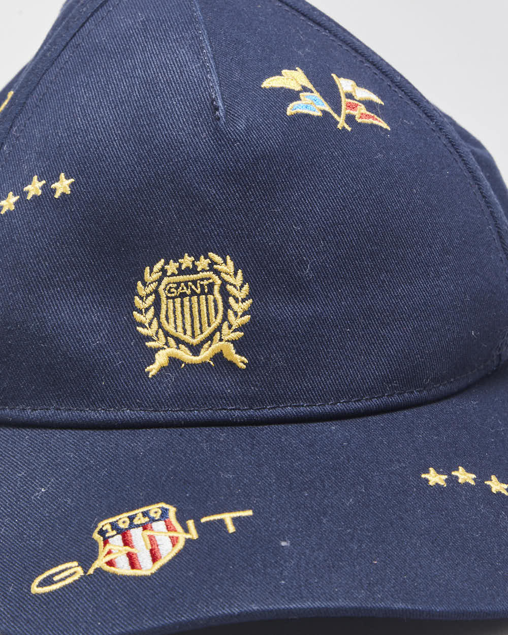 Vintage Gant Navy Embroidered Patch Canvas Baseball Cap - OS