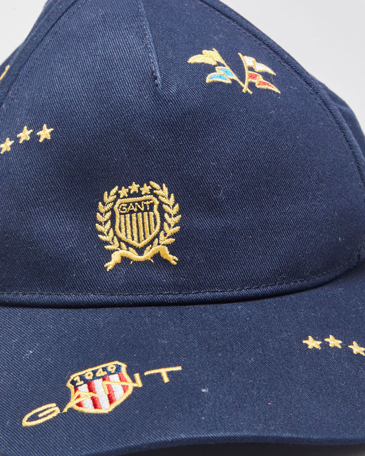 Vintage Gant Navy Embroidered Patch Canvas Baseball Cap - OS