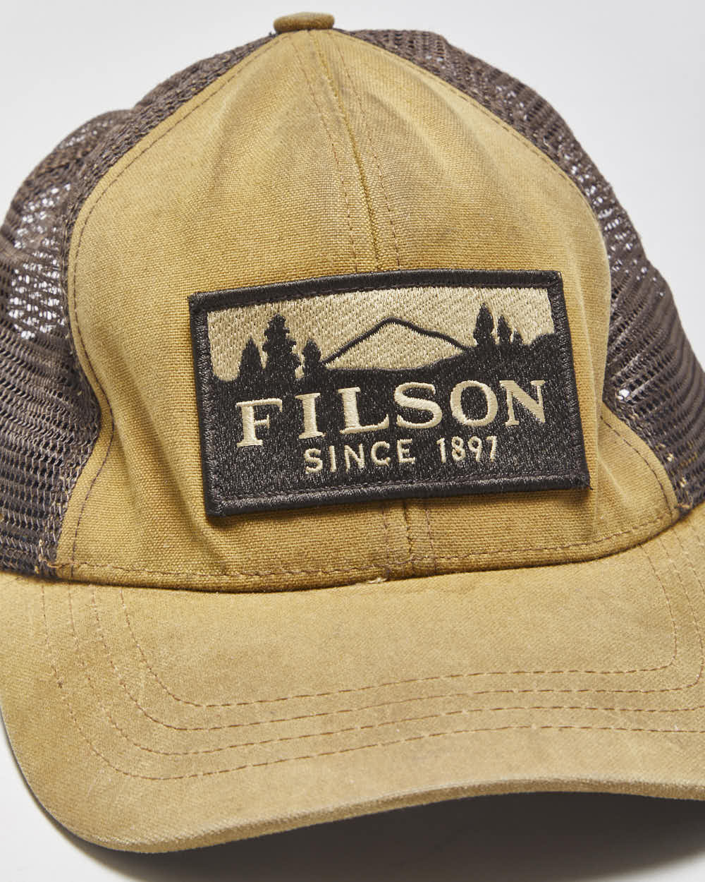 Vintage Filson Dark Tan Tin Cloth Logger Made In USA Trucker Hat - OS