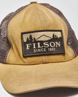Vintage Filson Dark Tan Tin Cloth Logger Made In USA Trucker Hat - OS