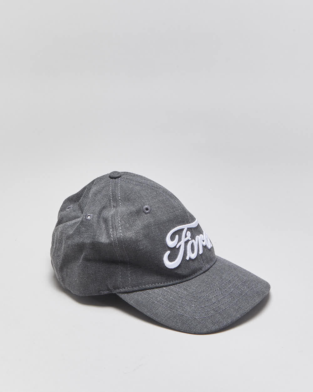 Vintage Ford Racing Embroidered Denim Leather Strap Baseball Cap - OS