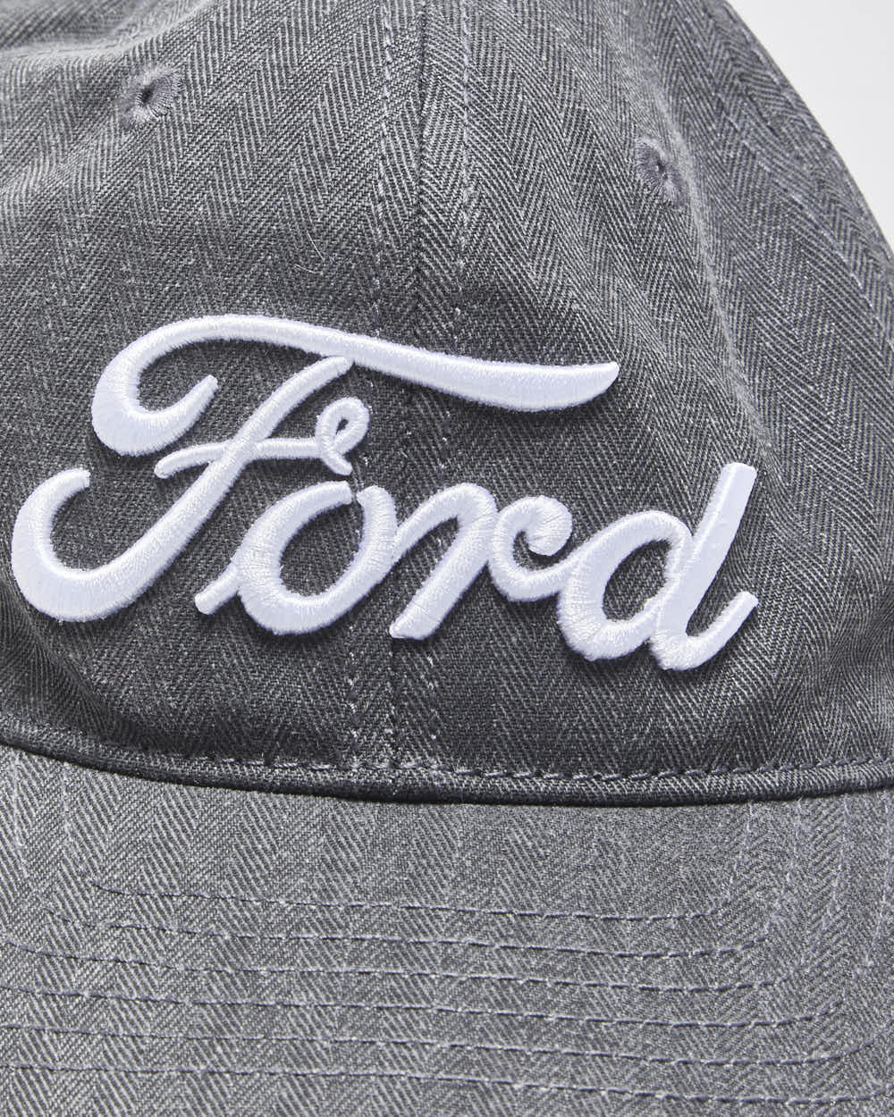 Vintage Ford Racing Embroidered Denim Leather Strap Baseball Cap - OS