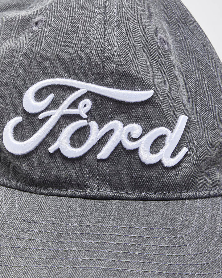 Vintage Ford Racing Embroidered Denim Leather Strap Baseball Cap - OS