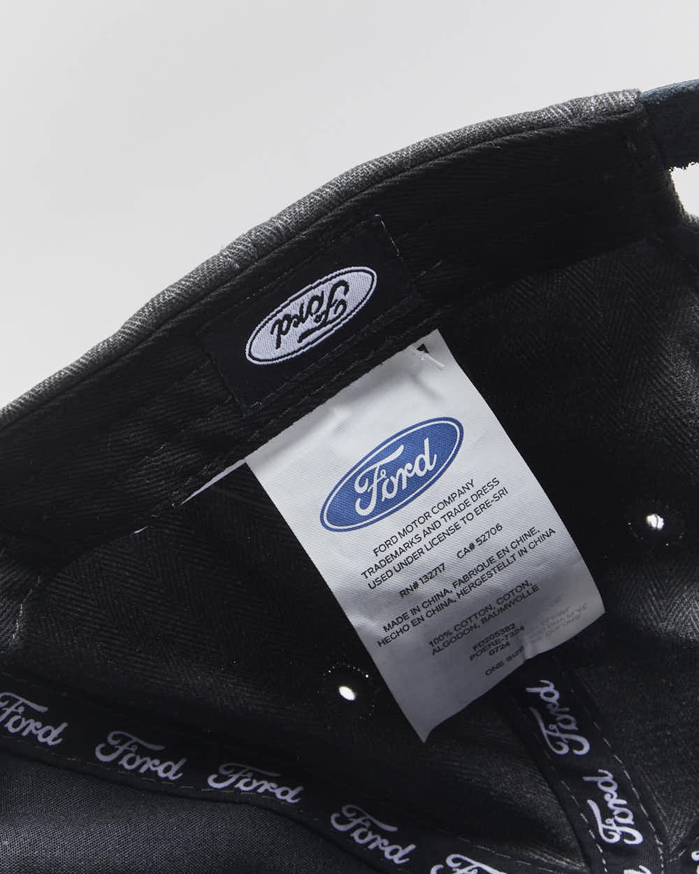Vintage Ford Racing Embroidered Denim Leather Strap Baseball Cap - OS