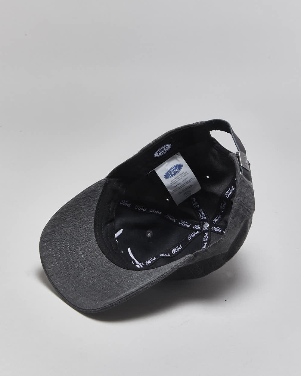 Vintage Ford Racing Embroidered Denim Leather Strap Baseball Cap - OS