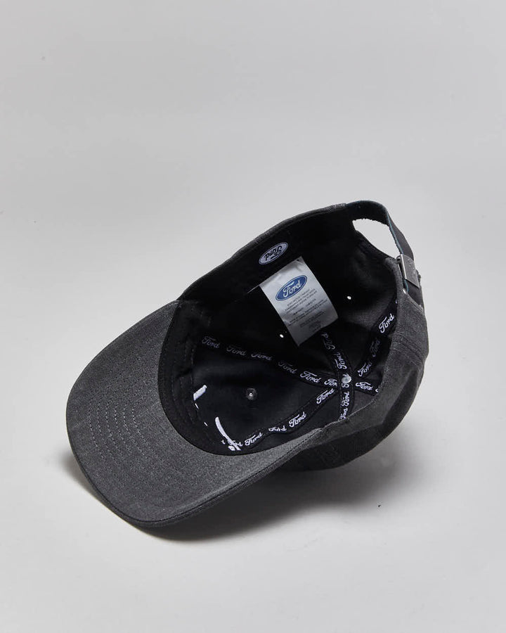 Vintage Ford Racing Embroidered Denim Leather Strap Baseball Cap - OS