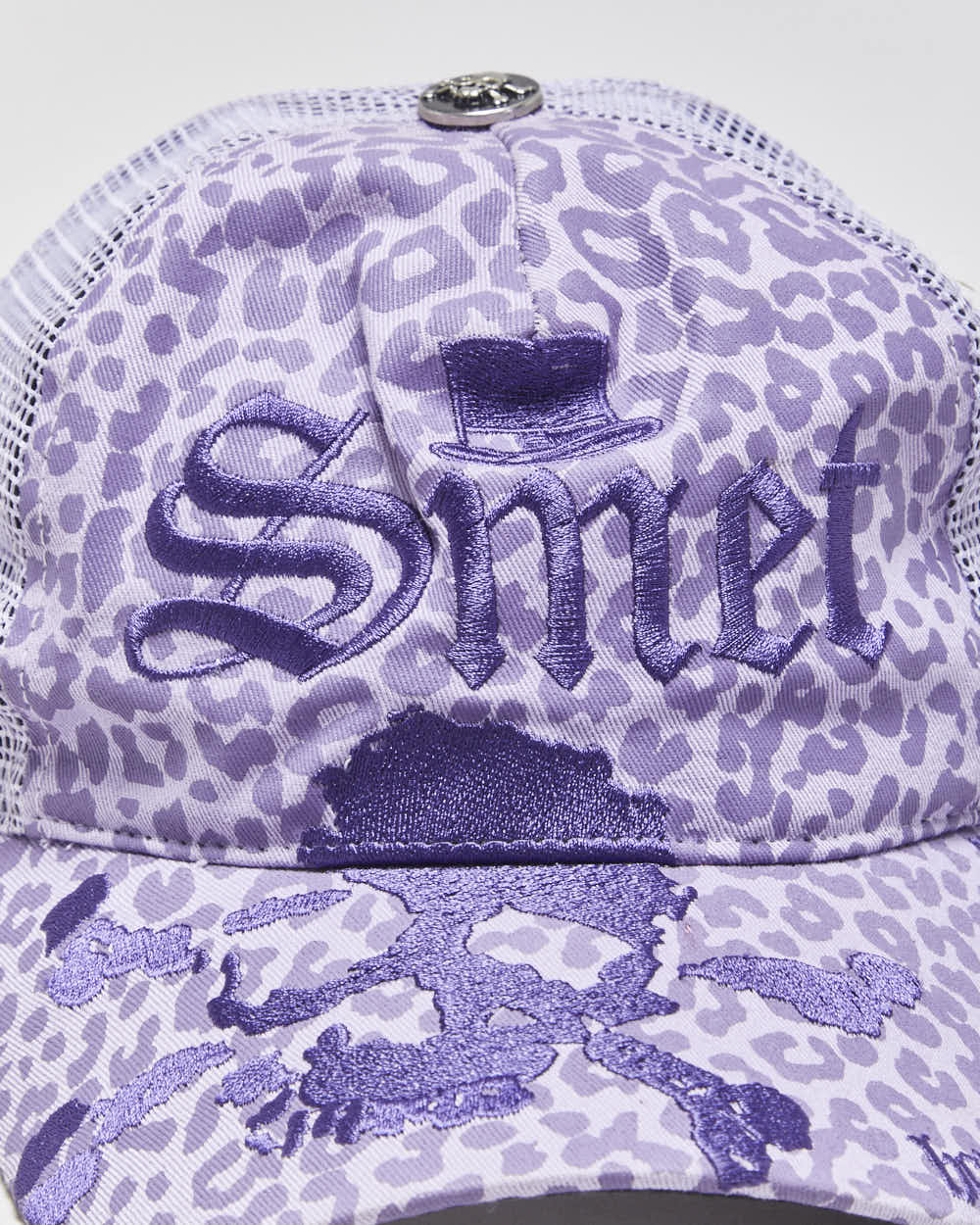DS Vintage Y2K 00s SMET By Christian Audigier Made In USA Leopard Print  Embroidered Trucker Hat - OS
