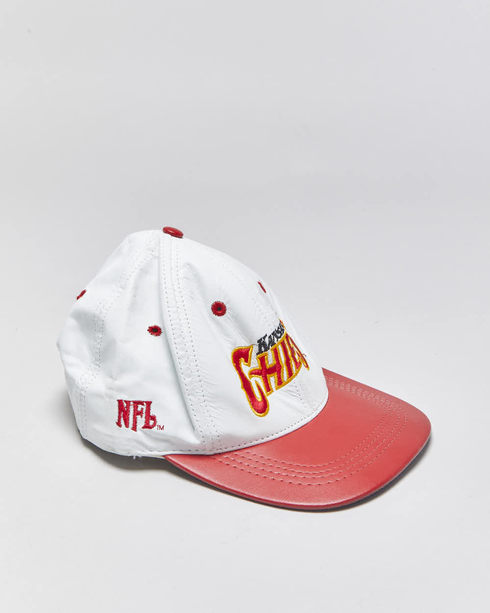 Vintage 1990s Kansas City Chiefs Leather Made In USA Modern Team NFL Snapback - OS