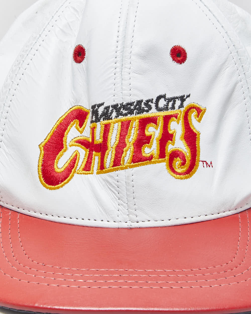 Vintage 1990s Kansas City Chiefs Leather Made In USA Modern Team NFL Snapback - OS