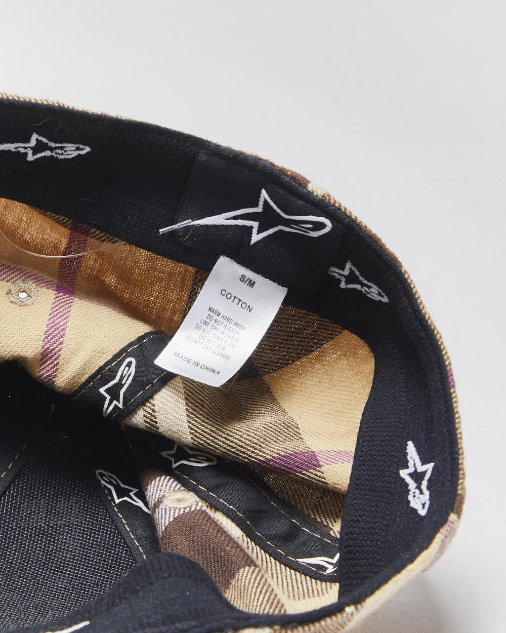Vintage Y2K 00s Alpine Stars Plaid Flex Fitted Baseball Cap - S/M