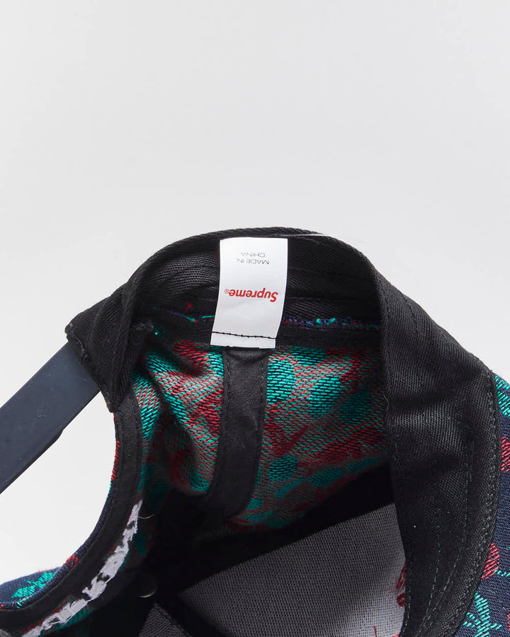 SS2023 Supreme Indigo Embroidered Woven Cherries Snapback Hat - OS