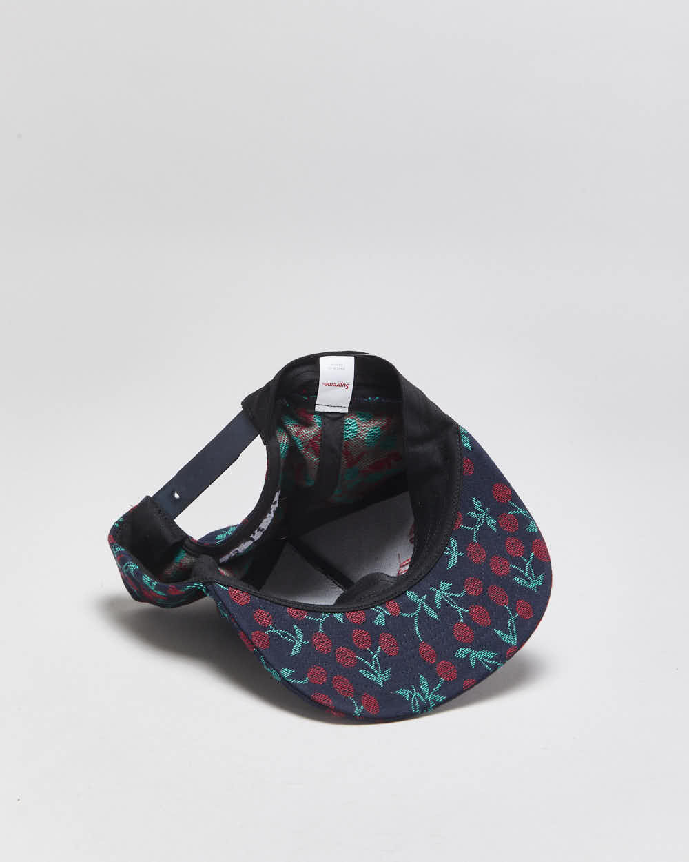 SS2023 Supreme Indigo Embroidered Woven Cherries Snapback Hat - OS