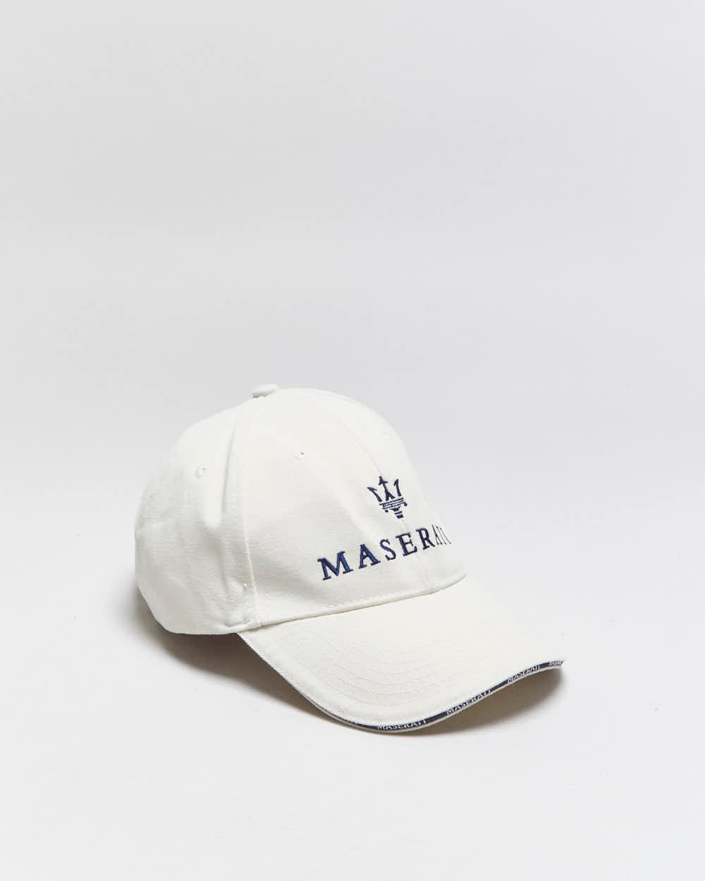 Vintage Y2K 00s Maserati Embroidered Cream Canvas Baseball Cap - OS