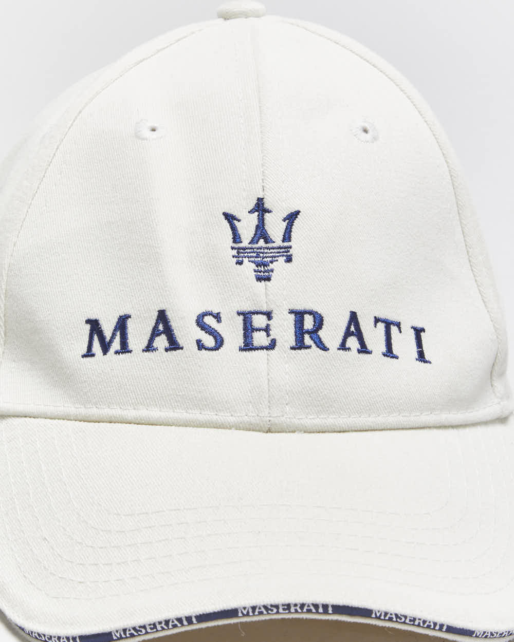 Vintage Y2K 00s Maserati Embroidered Cream Canvas Baseball Cap - OS