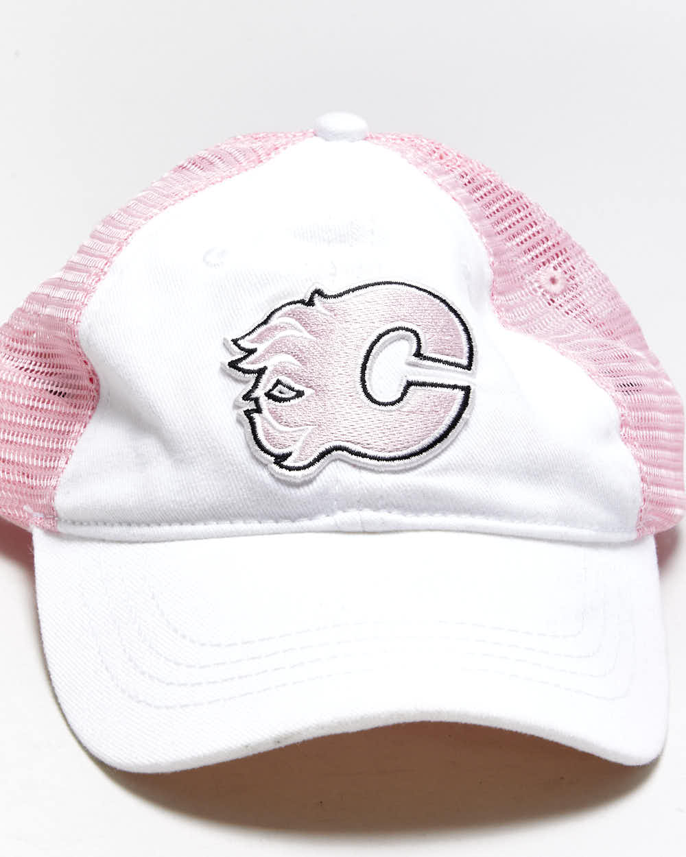Vintage Y2K 00s Reebok By Roger Edwards Calgary Flames Baby Pink NHL Velcro Trucker Hat - OS