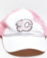 Vintage Y2K 00s Reebok By Roger Edwards Calgary Flames Baby Pink NHL Velcro Trucker Hat - OS
