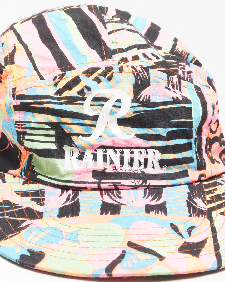 Vintage 1980s Rainier American Beer Patterned Canvas Cycling Cap - OS