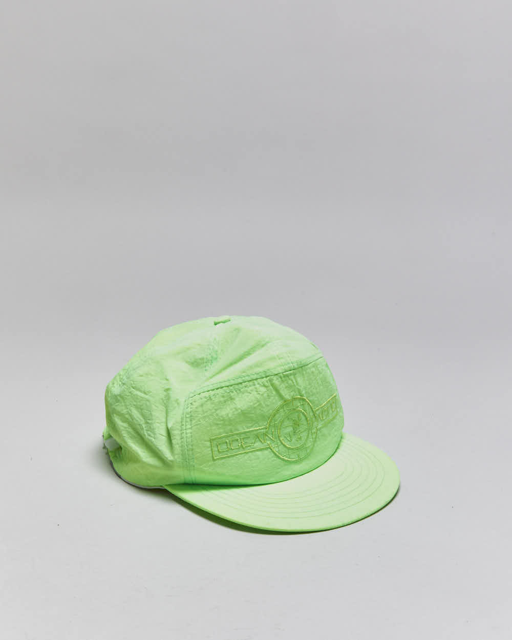 DS Vintage 1980s Ocean Pacific Volt Green Slide Clasp Flat Brim Baseball Cap - OS