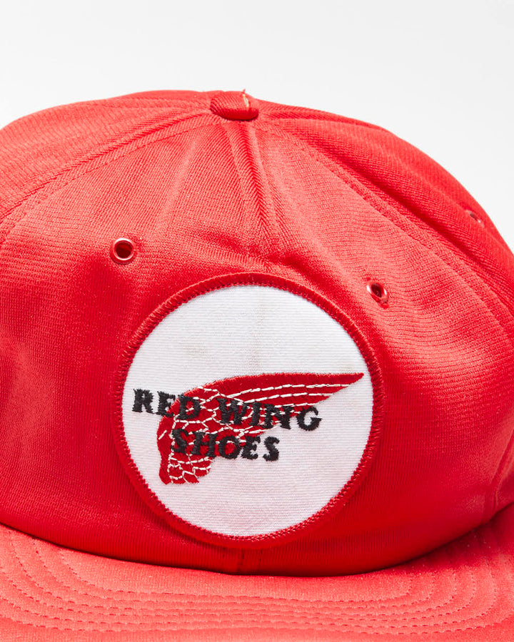 Vintage 1980s Redwing Shoes Made In USA Flat Brim Patch Trucker Snapback - OS