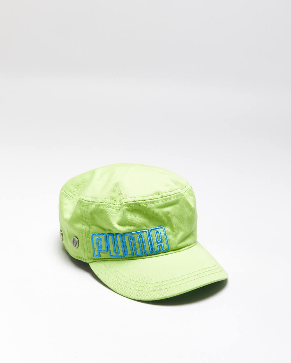 Vintage Y2K 00s Puma Lime Green Embroidered Canvas Army Cap - OS