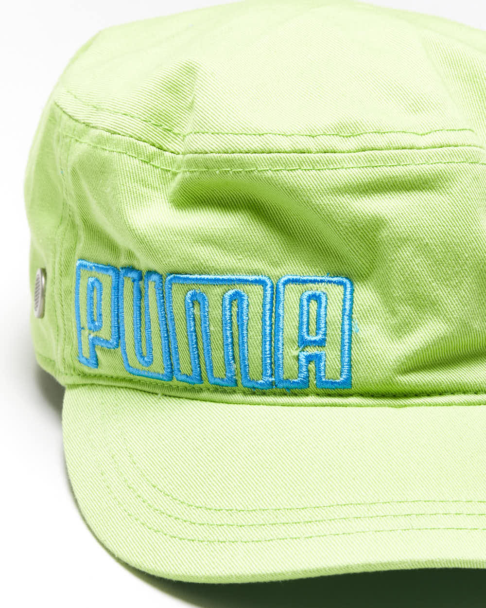 Vintage Y2K 00s Puma Lime Green Embroidered Canvas Army Cap - OS
