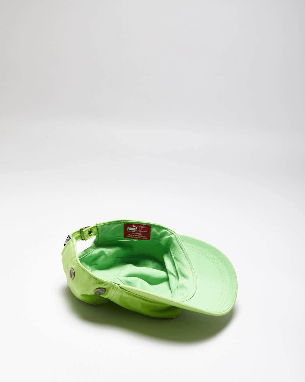 Vintage Y2K 00s Puma Lime Green Embroidered Canvas Army Cap - OS