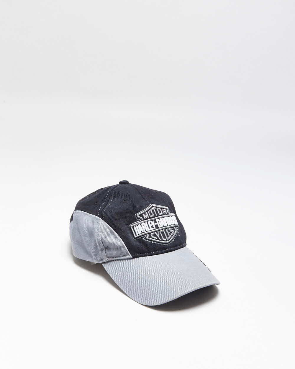 Vintage Harley Davidson Embroidered Canvas Denim Velcro Baseball Cap - OS