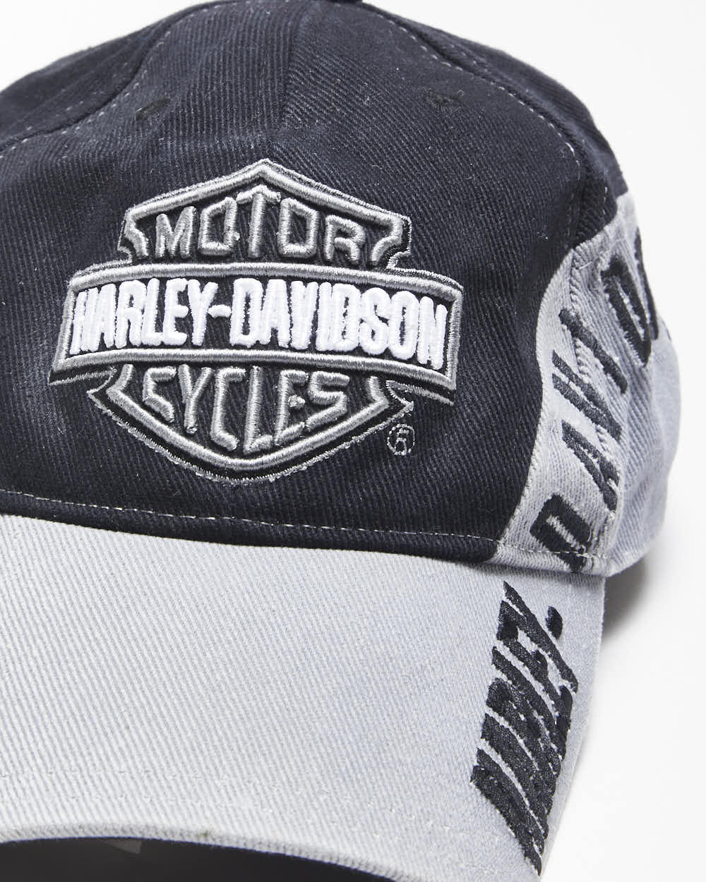 Vintage Harley Davidson Embroidered Canvas Denim Velcro Baseball Cap - OS