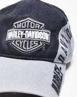 Vintage Harley Davidson Embroidered Canvas Denim Velcro Baseball Cap - OS