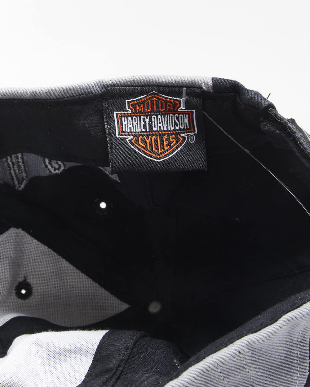 Vintage Harley Davidson Embroidered Canvas Denim Velcro Baseball Cap - OS