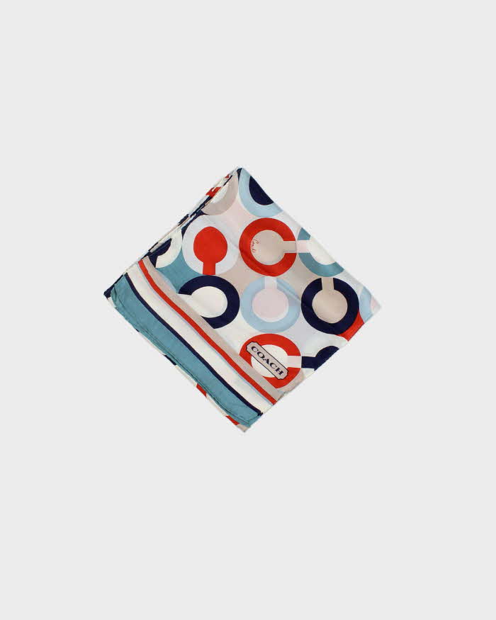 Vintage Y2K 00s Coach Multicoloured Signature Silk Scarf