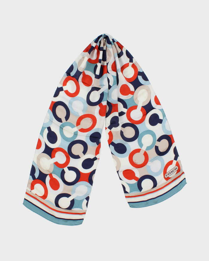 Vintage Y2K 00s Coach Multicoloured Signature Silk Scarf