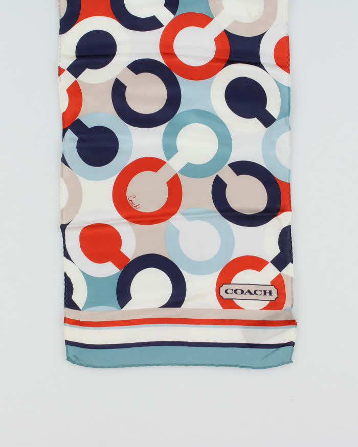 Vintage Y2K 00s Coach Multicoloured Signature Silk Scarf