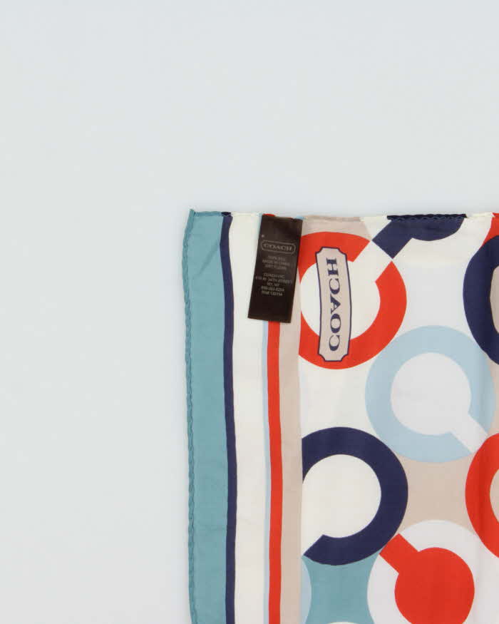 Vintage Y2K 00s Coach Multicoloured Signature Silk Scarf