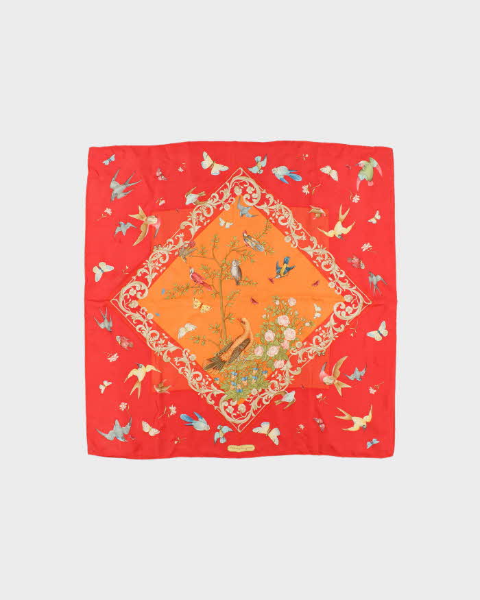 Vintage 2000s Salvatore Ferragamo Baroque Wildlife Hand Rolled Silk Scarf