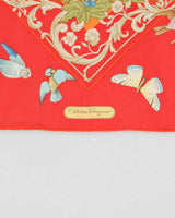 Vintage 2000s Salvatore Ferragamo Baroque Wildlife Hand Rolled Silk Scarf