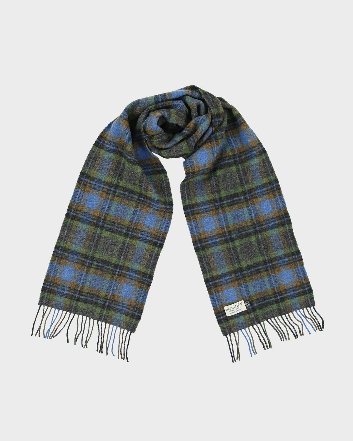 Vintage Blarney Woollen Mills Made In Ireland Checked Lambswool Scarf