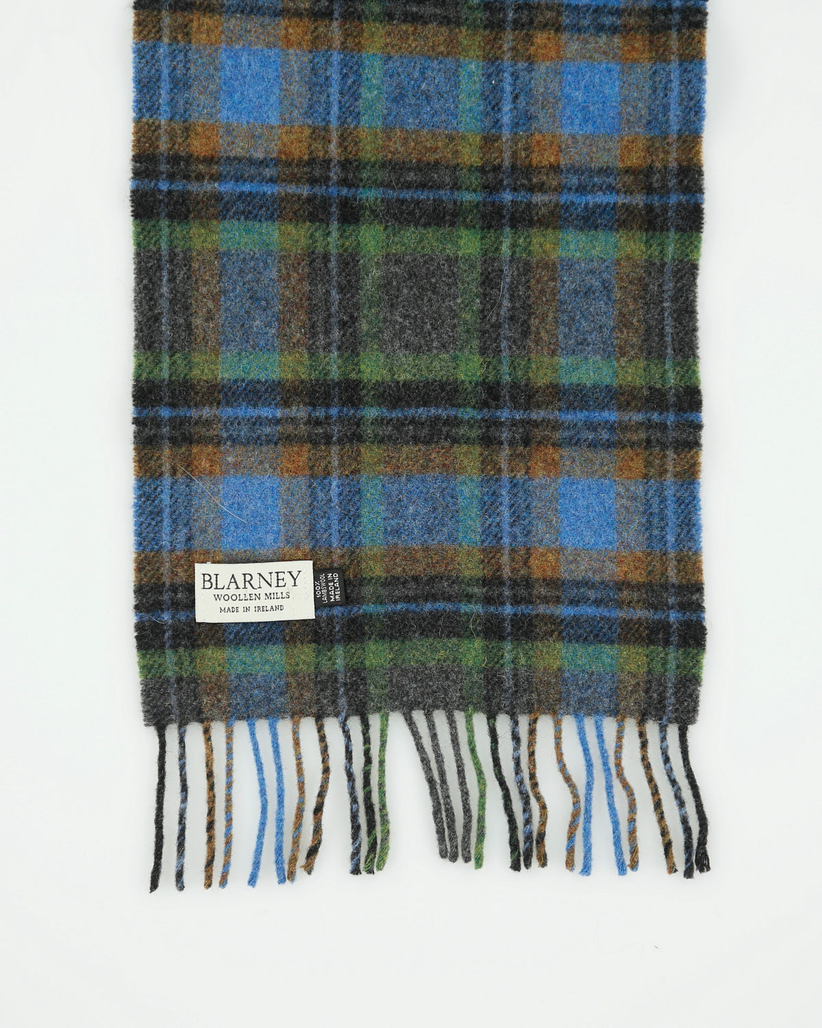 Vintage Blarney Woollen Mills Made In Ireland Checked Lambswool Scarf