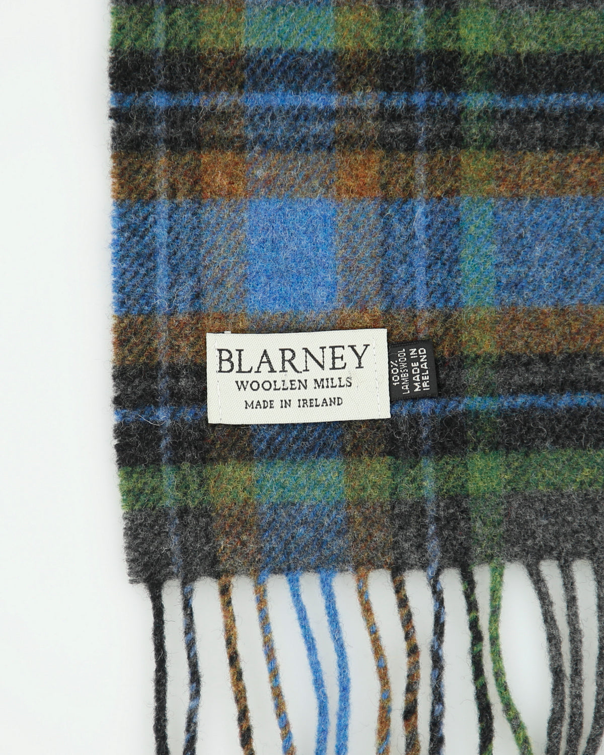 Vintage Blarney Woollen Mills Made In Ireland Checked Lambswool Scarf