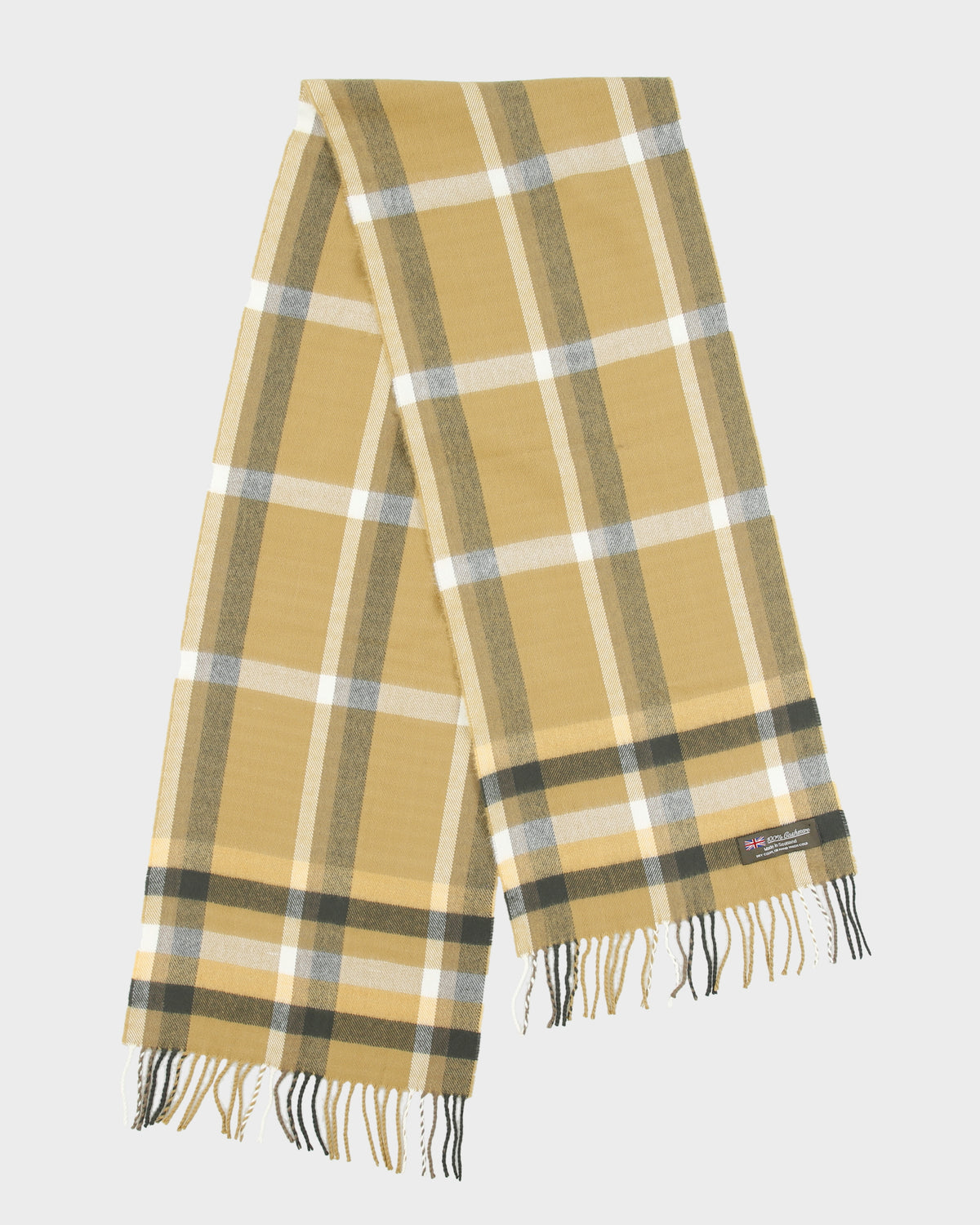 Vintage Made In Scotland Cashmere Checked Scarf