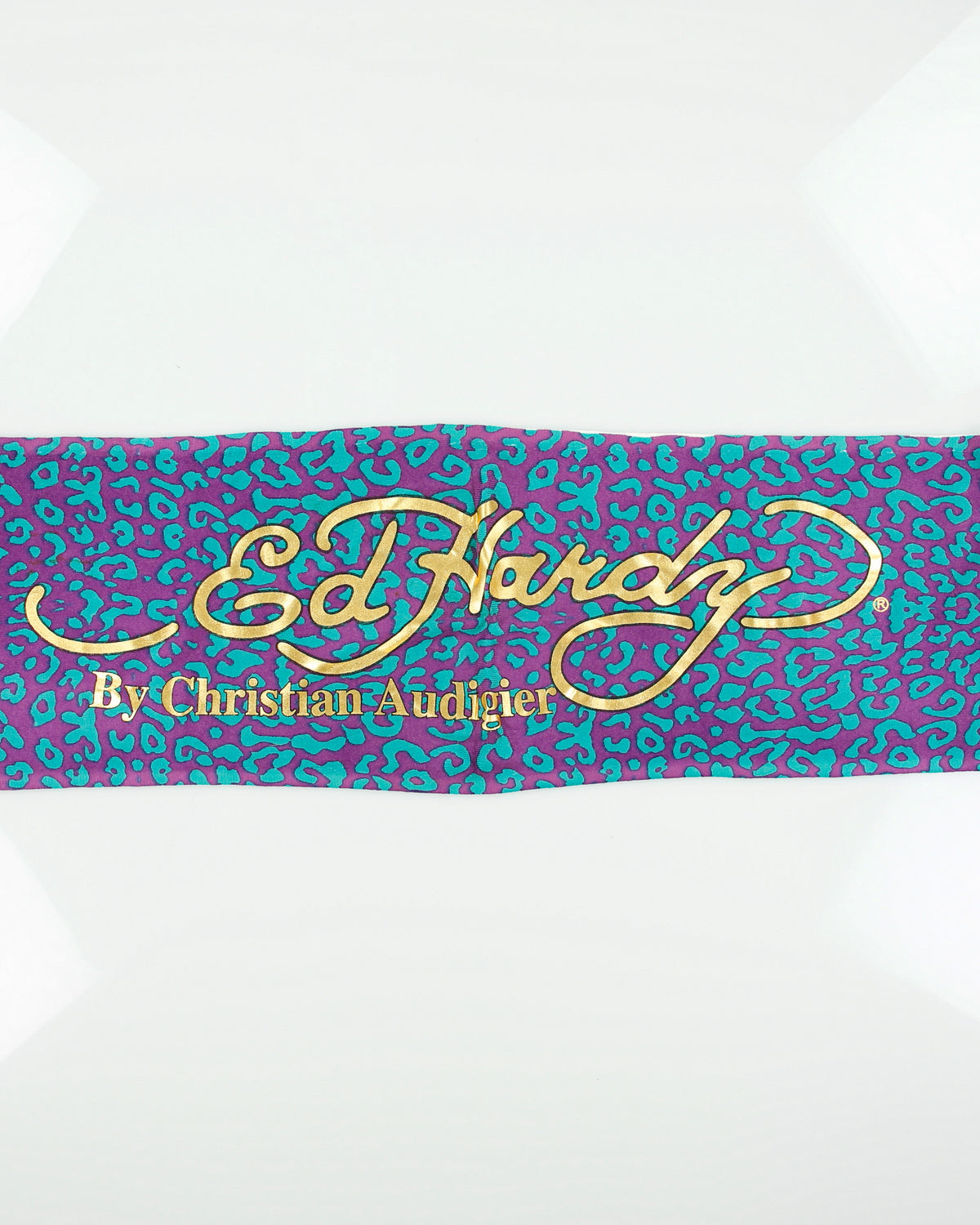 Vintage Y2K 00s Ed Hardy By Christian Audigier Leopard Print Knit Tattoo Fringe Scarf