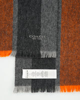 DS Coach Herringbone Striped Wool Knit Fringe Scarf