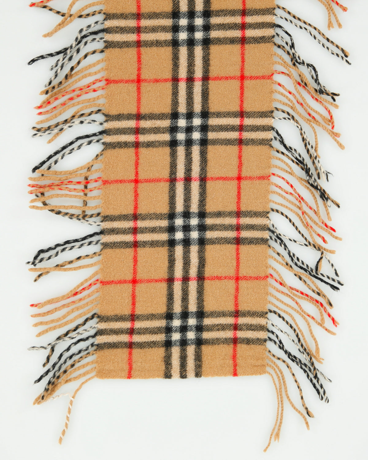 Vintage Y2K 00s Burberry Cashmere Knit Made In England Double Fringe Scarf