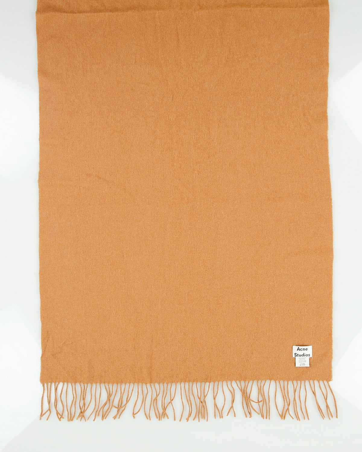 Acne Studios Tan Oversized Wool Knit Fringe Scarf