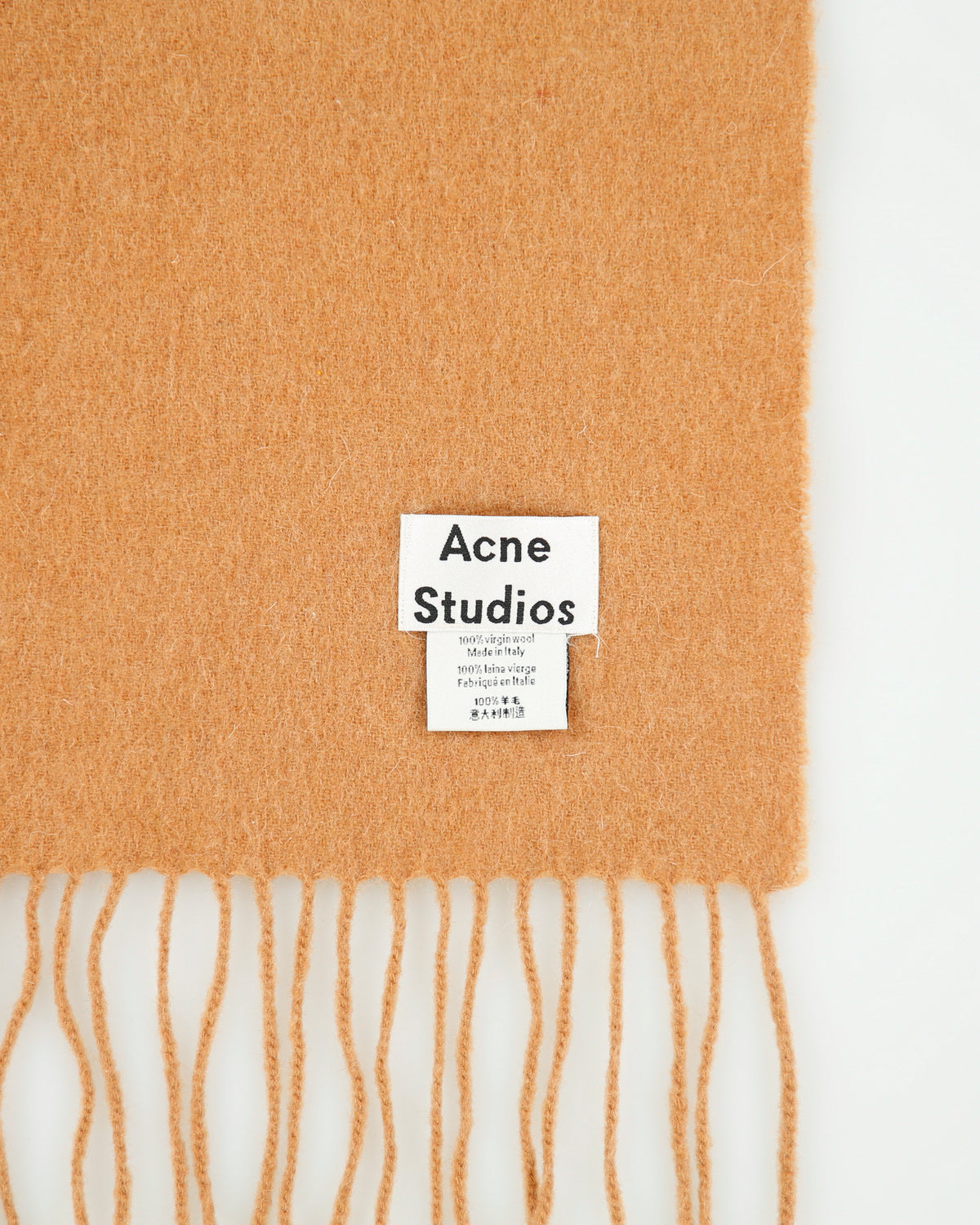 Acne Studios Tan Oversized Wool Knit Fringe Scarf
