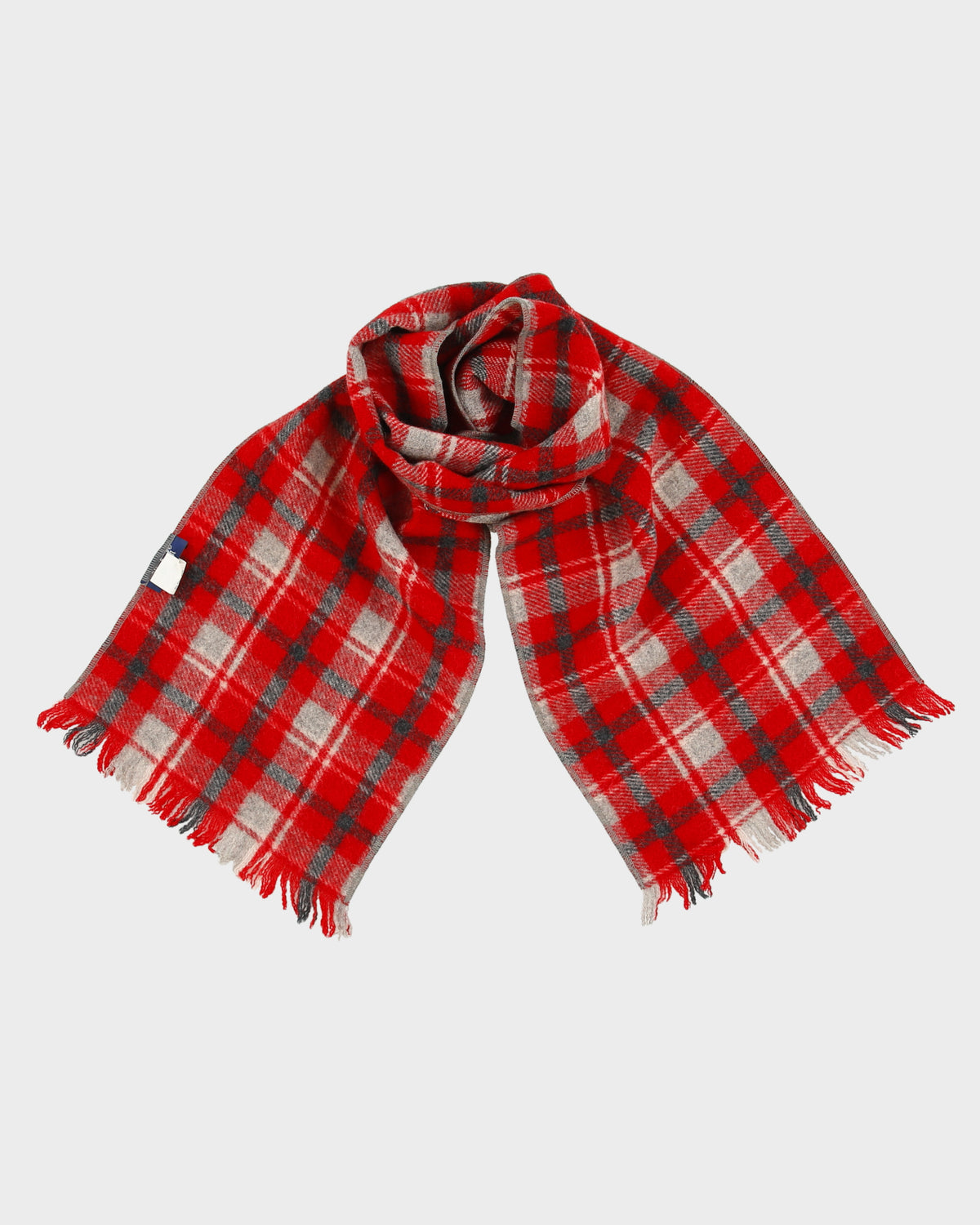 Vintage 1990s Woolrich Tartan Plaid Wool Made In USA Fringe Knit Scarf