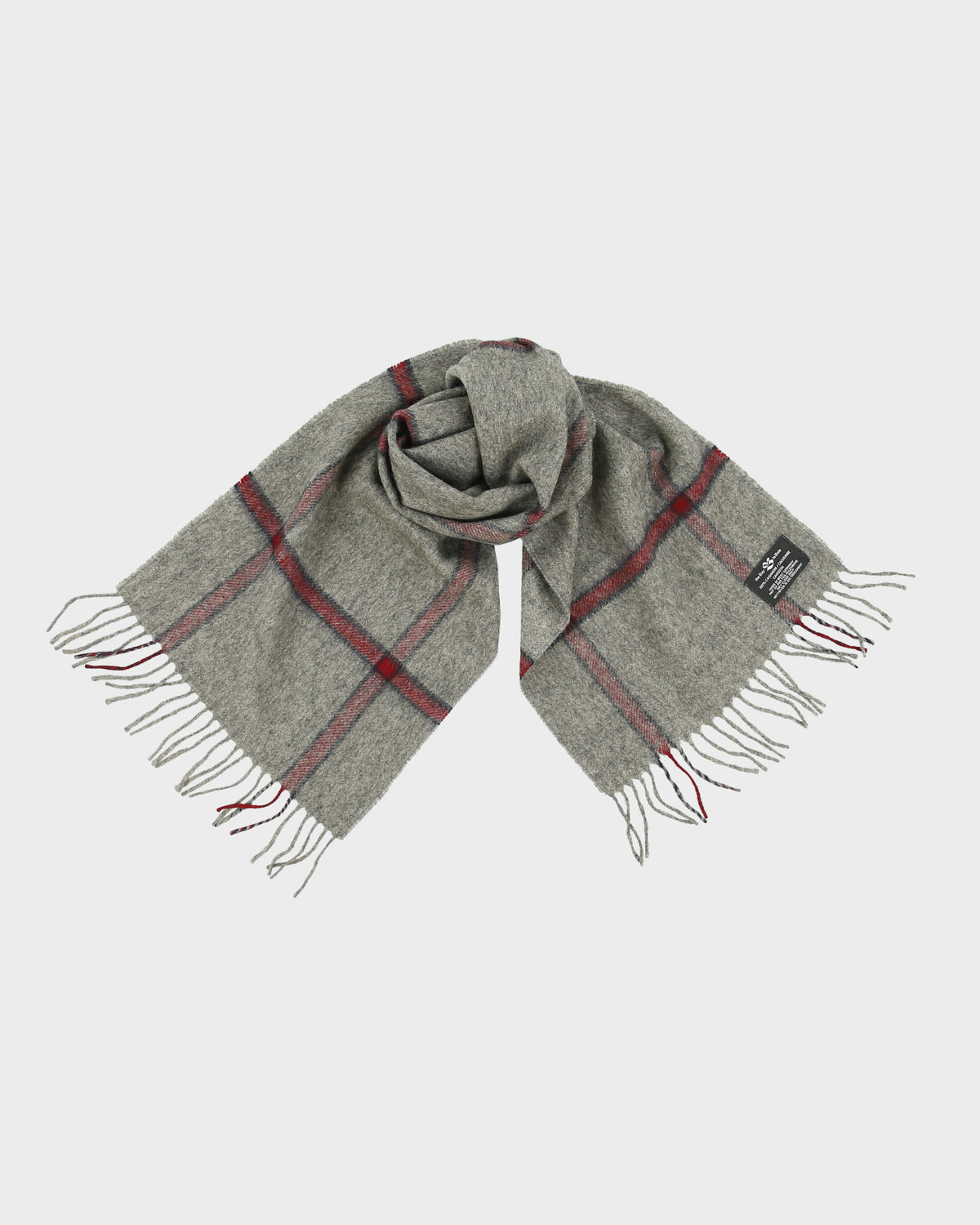Vintage 1980s The Bay Hudson's Bay Company Check Cashmere Fringe Knit Scarf